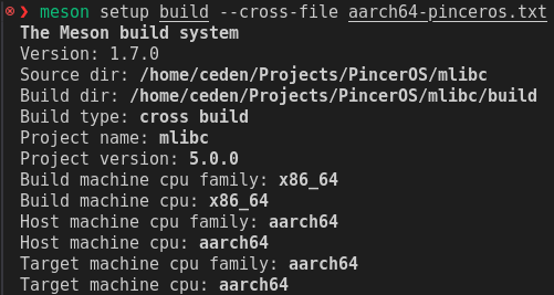 Build machine cpu: x86_64, Host machine cpu: aarch64, Target machine cpu: aarch64