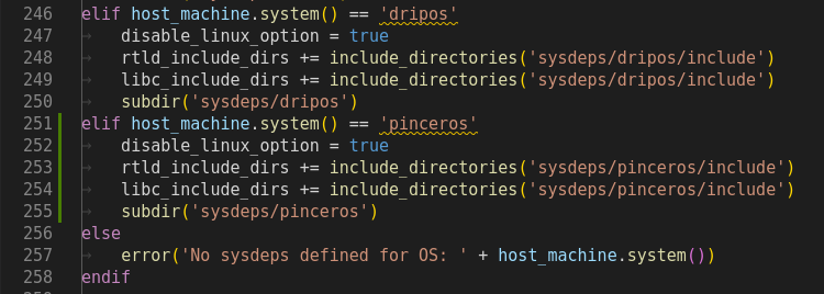 meson.build with new pinceros sysdep
