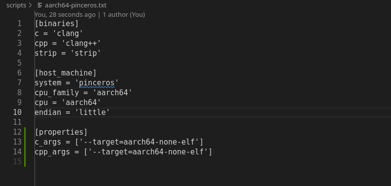 Aarch64 cross compile file with target flag
